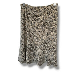 BCBGMAXAZRIA Women’s Brown Floral Print Midi Skirt Medium